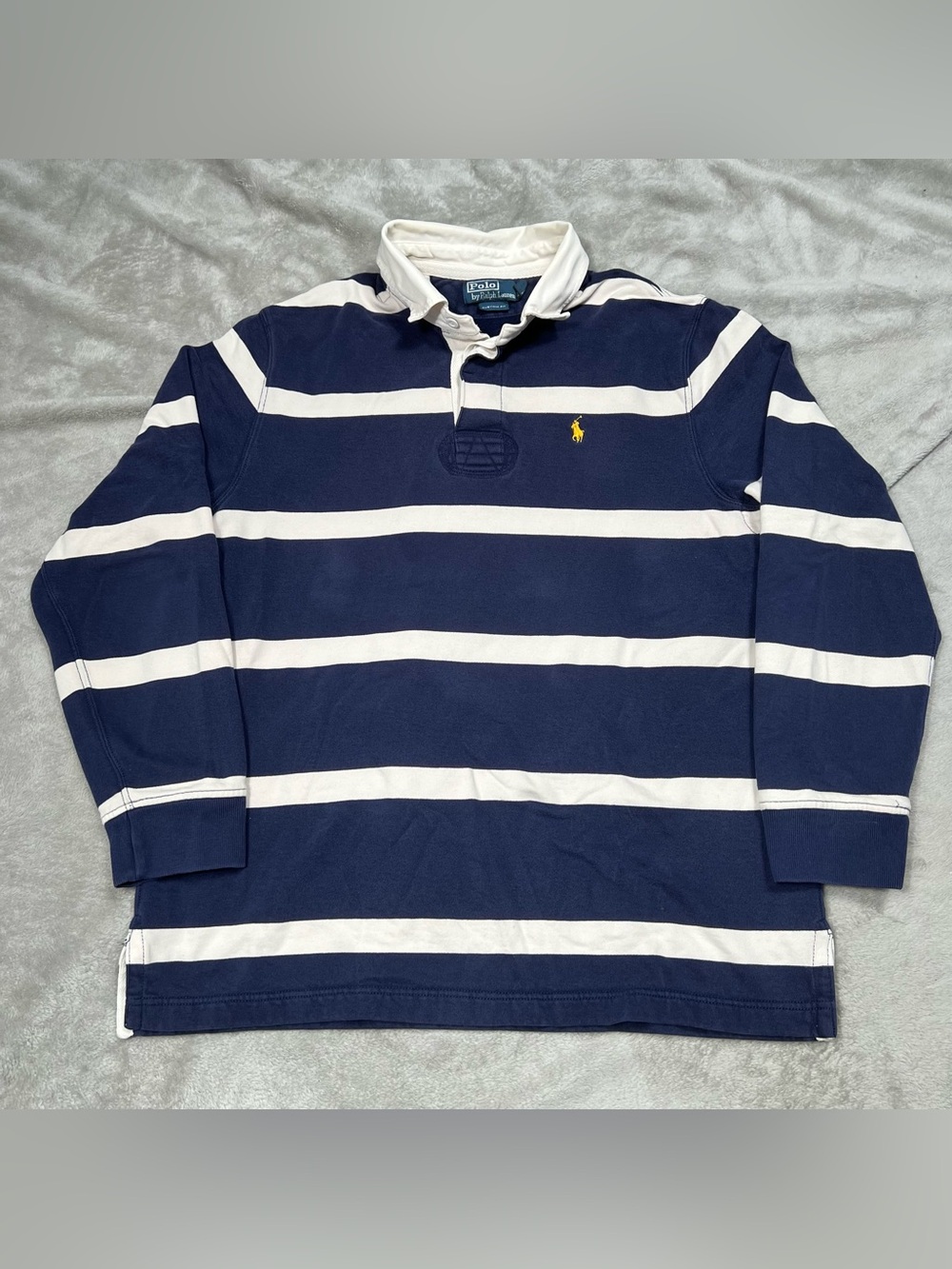 Vintage Polo Ralph Lauren Rugby Polo Mens XL Blue/White Preppy Striped